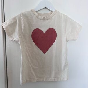 Organic Cream Tee with Red Heart